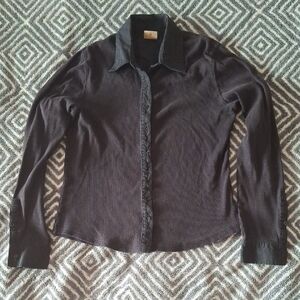 Classic Black Button-Down Shirt for Women